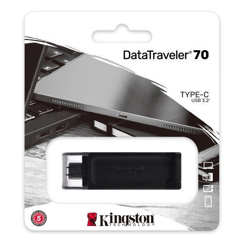 Pen Drive Kingston DataTraveler 70 128GB USB 3.2 Gen1 Preta