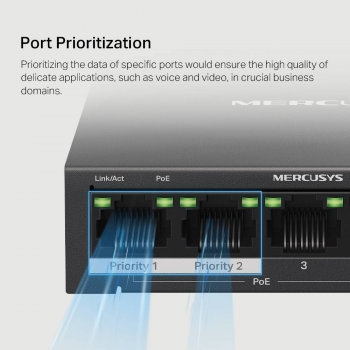 Switch Mercusys MS105GP 5 Portas Gigabit UnManaged PoE+