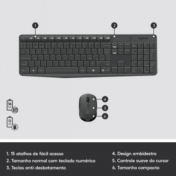 Teclado + Rato Logitech MK235 Wireless PT