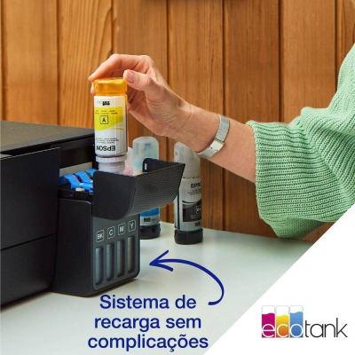 Impressora Jato de Tinta Epson EcoTank ET-2860 Multifunções (Impressão, Cópia, Digitalização), Duplex Manual, Wireless