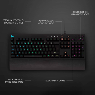 Teclado Logitech G213 Prodigy Gaming RGB LIGHTSYNC PT Preto