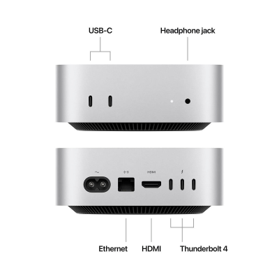 Apple Mac Mini | M4 CPU 10‑core, GPU 10‑core | SSD 256GB | 16GB RAM | Prateado