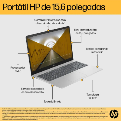 Portátil HP Laptop 15-fc0025np 15.6" Prateado Natural Portátil HP Laptop 15-fc0025np 15.6" Prateado Natural