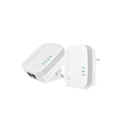 Adaptador de Rede Powerline Strong POWERLWF600DUOMINI 600 Mbps, Ethernet, Wi-Fi, Branco (2 Unidades) Adaptador de Rede Powerline Strong POWERLWF600DUOMINI 600 Mbps, Ethernet, Wi-Fi, Branco (2 Unidades)
