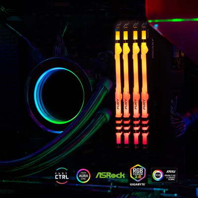 Memória RAM UDIMM Kingston Fury Beast RGB 16GB (1x16GB) DDR4-3200MHz (Intel XMP) CL16 (16-18-18) 1.35V Preta