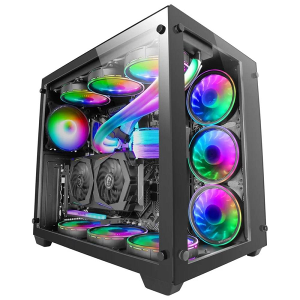 Caixa Extended-ATX Mars Gaming MCV3 RGB Vidro Temperado Preta