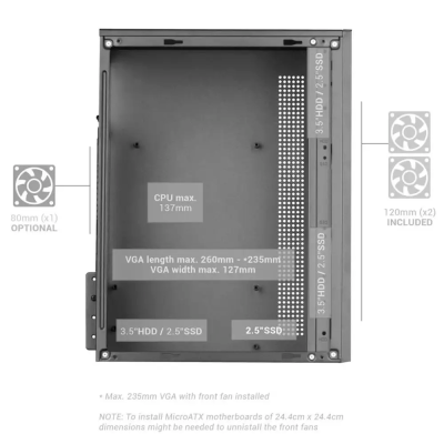 Caixa Micro-ATX Mars Gaming MC-CORE FRGB Preta