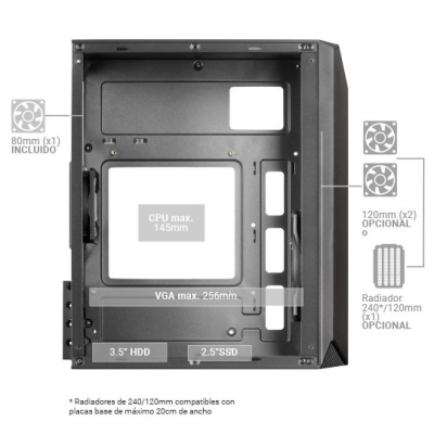 Caixa Micro-ATX Mars Gaming MC-S1 FRGB Tempered Glass Preta