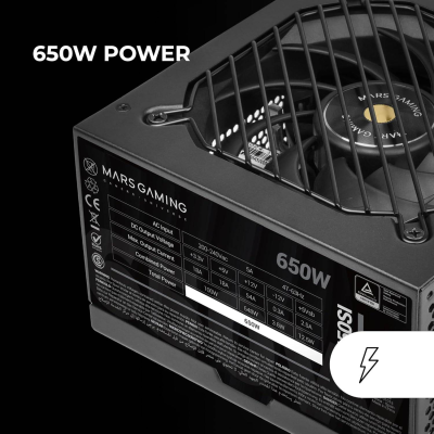 Fonte de Alimentação ATX Mars Gaming MPB650SI 650W 80 Plus Bronze Preta