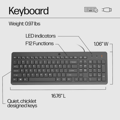 Teclado + Rato HP 150 USB Wired PT Preto